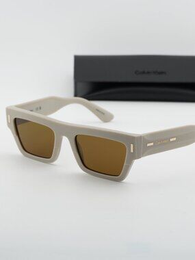 Calvin Klein CK25510S 209 Unisex Rectangle Sunglasses - Beige/Brown